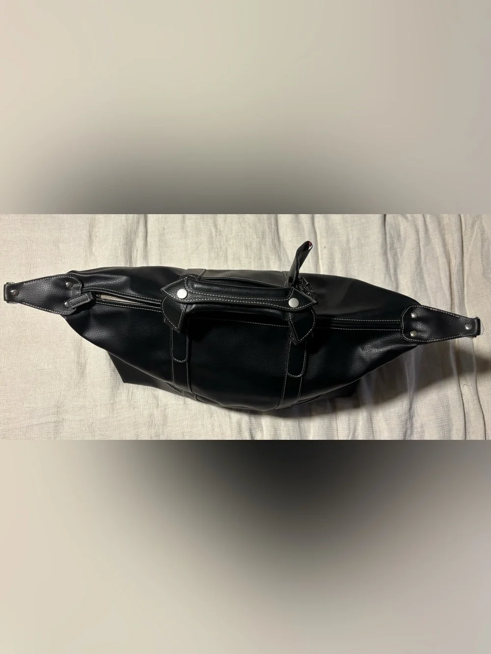Barrington Black Vegan Leather Duffel Bag - New - Albright College Design